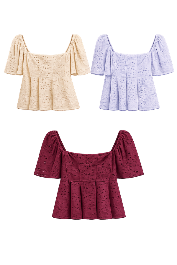 Isla Eyelet Cotton Babydoll Sleeve Top