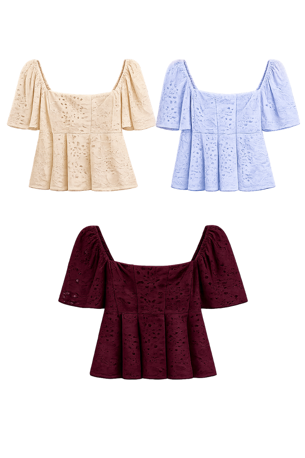 Isla Eyelet Cotton Babydoll Sleeve Top