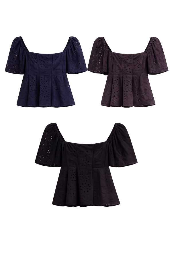 Isla Eyelet Cotton Babydoll Sleeve Top