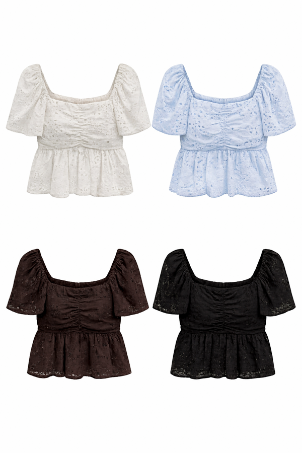 *PREORDER* Lilo Eyelet Cotton Babydoll Sleeve Top