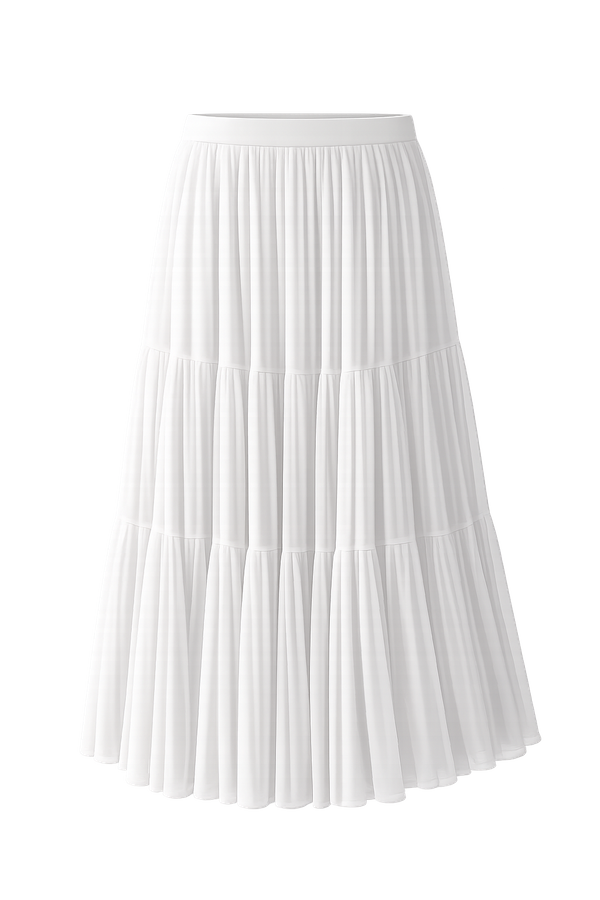 *PREORDER* (PREMIUM ICE MESH) Tiana Tiered Pleated Midi Skirt