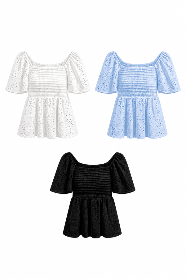 *PREORDER* Nilo Eyelet Cotton Babydoll Sleeve Top