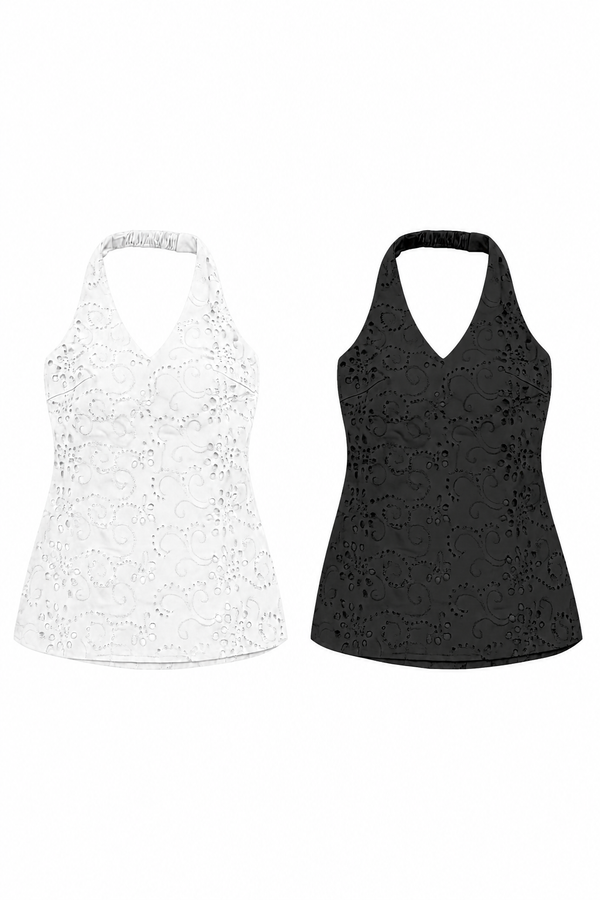 *PREORDER* Miko Eyelet V Neck Halter Top