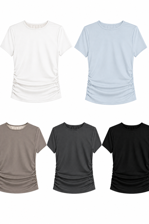 *PREORDER* (BARE/TENCEL) Yara Ruched Baby Tee