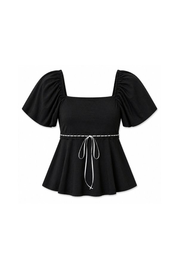 *PREORDER* (BARE/TENCEL) Jagi Lace Ribbon Babydoll Sleeve Top