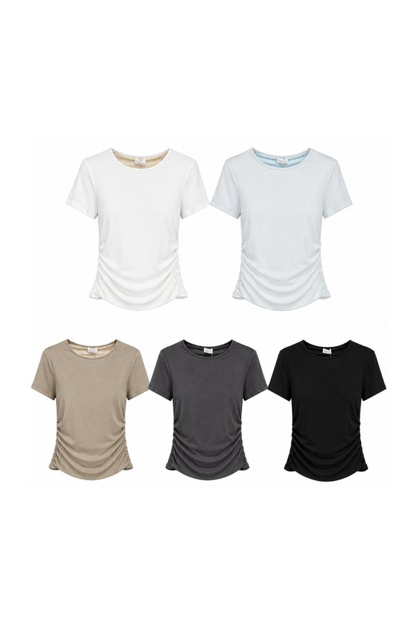 *PREORDER* (BARE/TENCEL) Yara Ruched Baby Tee