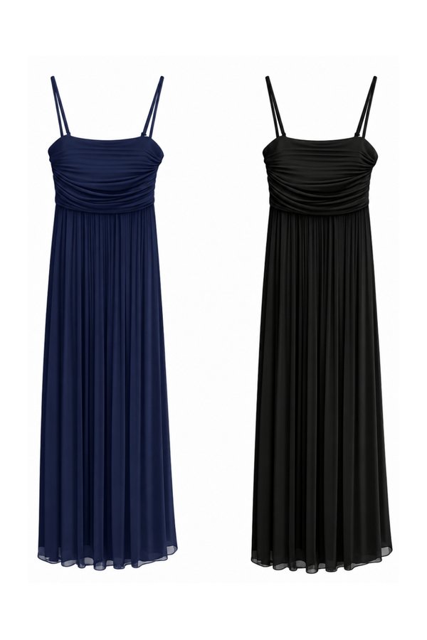 (PREMIUM ICE MESH) Ora Mesh Pleated Sleeveless Midi Dress