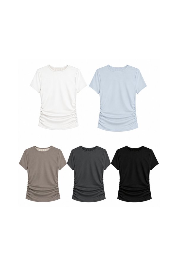 *PREORDER* (BARE/TENCEL) Yara Ruched Baby Tee