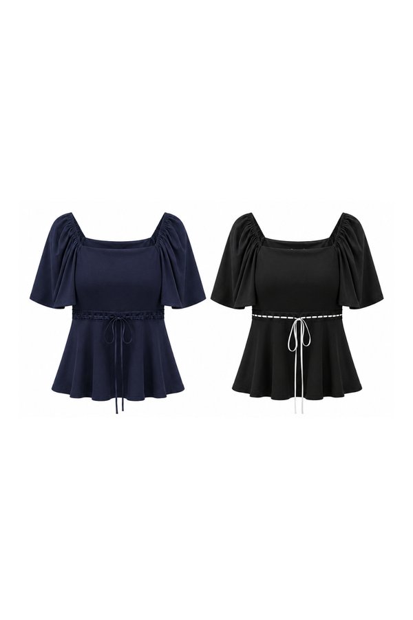 *PREORDER* (BARE/TENCEL) Jagi Lace Ribbon Babydoll Sleeve Top