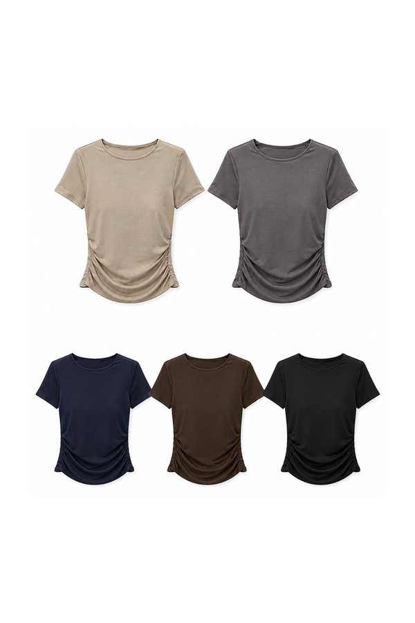 *PREORDER* (BARE/TENCEL) Yara Ruched Baby Tee