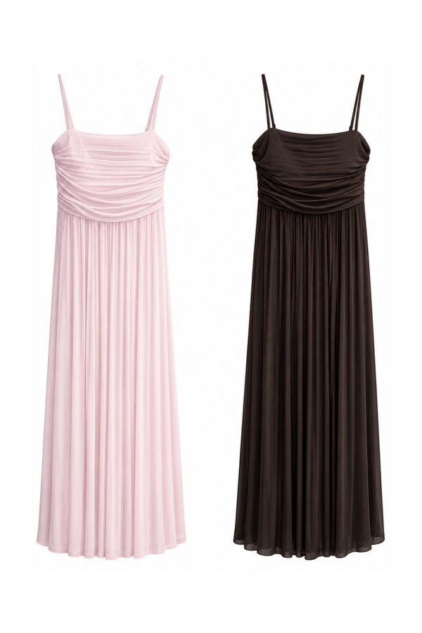 (PREMIUM ICE MESH) Ora Mesh Pleated Sleeveless Midi Dress