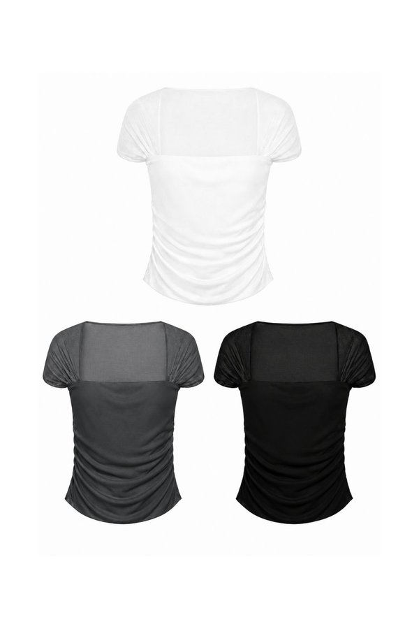 *PREORDER* (BARE/TENCEL) Zori Mesh Sleeve Top