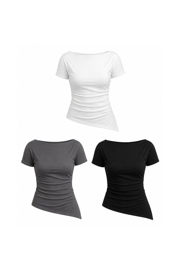 *PREORDER* (BARE/TENCEL) Bella Slant Hem Sleeve Top