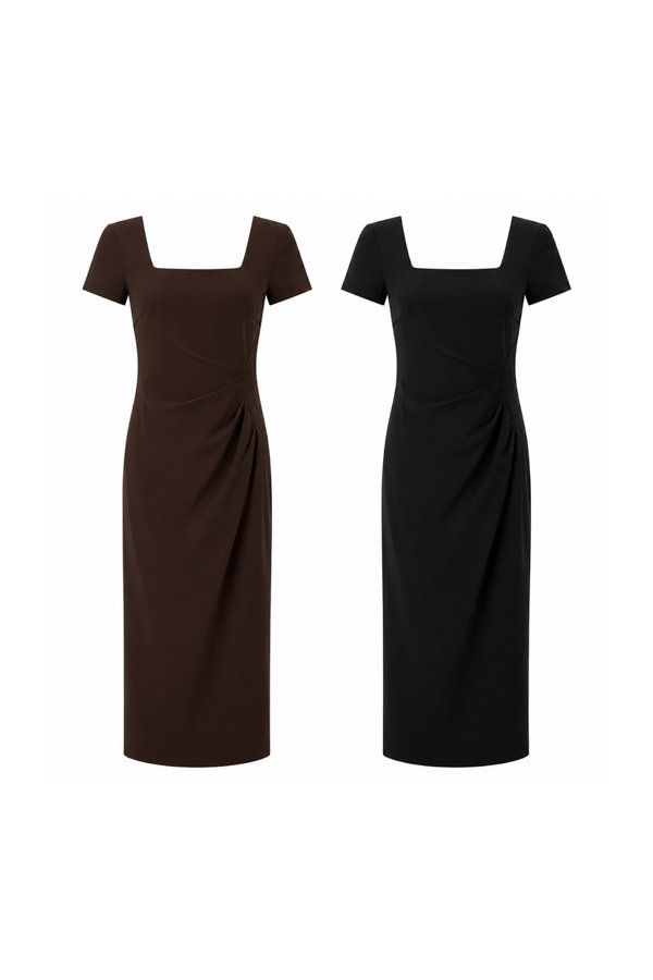 *PREORDER* Emery Ruched Midi Sleeve Dress