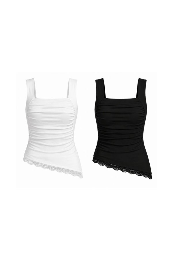 *PREORDER* (BARE/TENCEL) Mia Lace Slant Hem Top