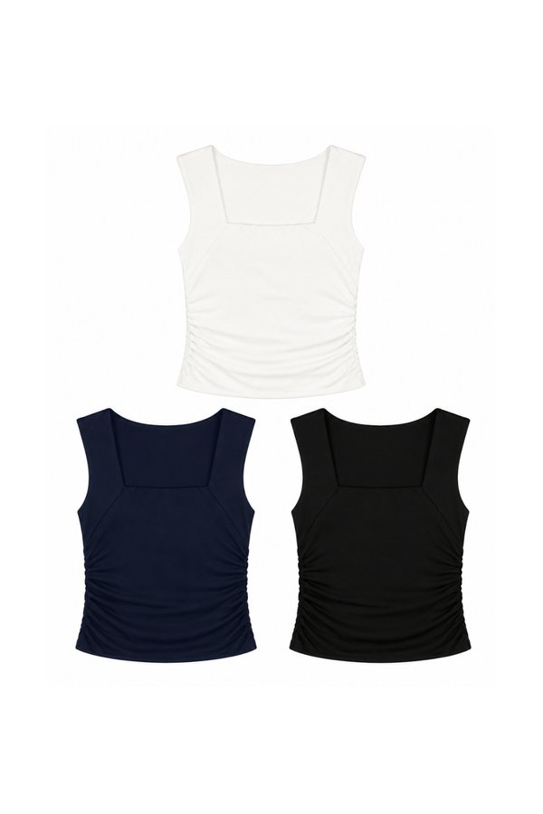 (BARE/TENCEL) Ashlene Ruched Sleeveless Top