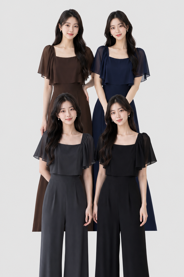 (PREMIUM ICE MESH) Alina Mesh Sleeve Jumpsuit