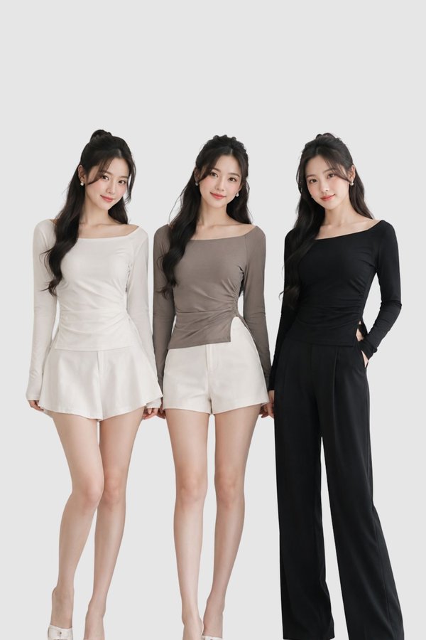 *PREORDER* (BARE/TENCEL) Ariel Side Slit Long Sleeve Top