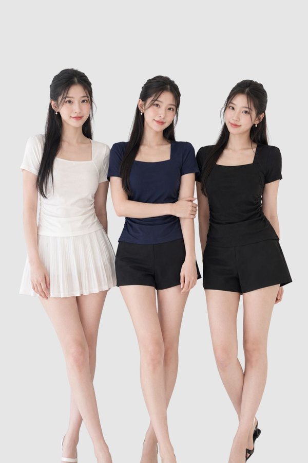*PREORDER* (BARE/TENCEL) Ashlene Side Ruched Sleeve Top