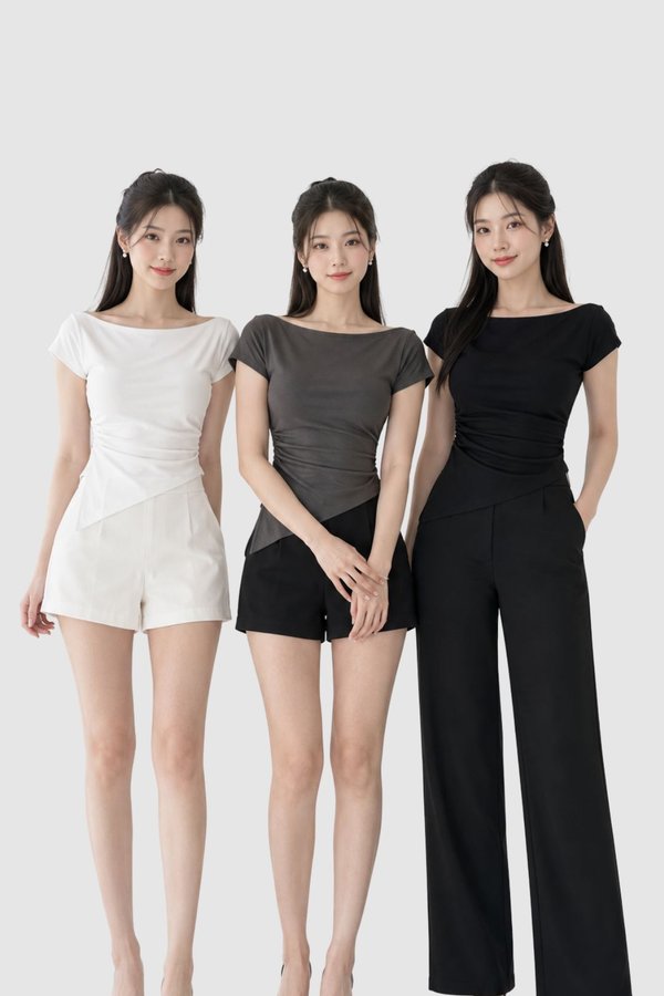 *PREORDER* (BARE/TENCEL) Bella Slant Hem Sleeve Top