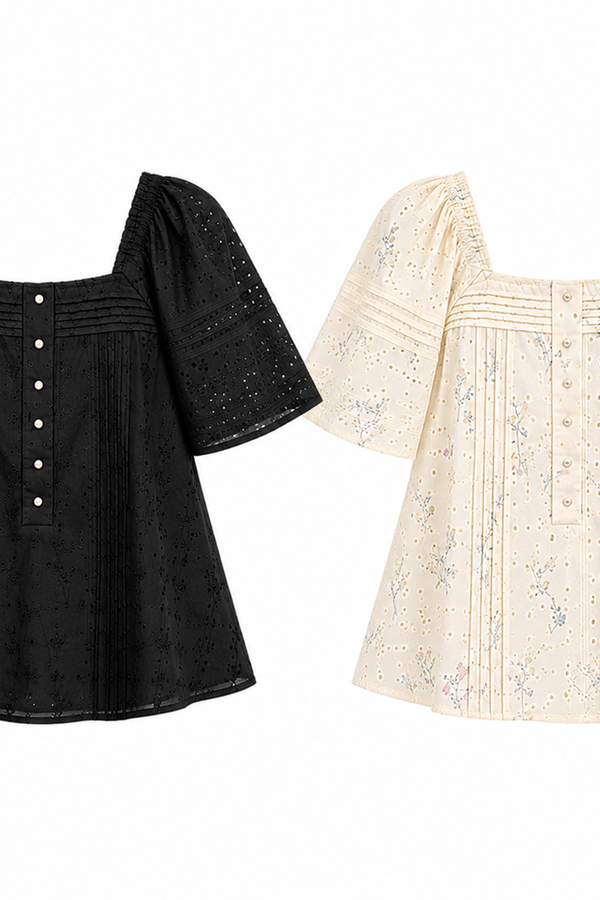 *PREORDER* Gigi Eyelet Pintuck Top with Sleeve
