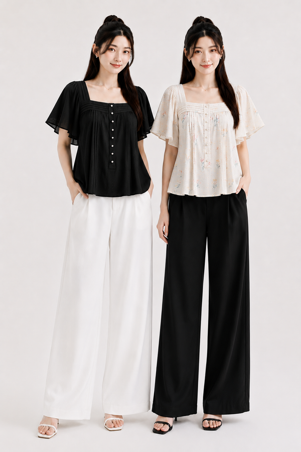 *PREORDER* Gigi Eyelet Pintuck Top with Sleeve