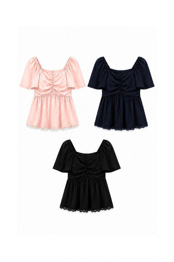 *PREORDER* (BARE/TENCEL) Lumi Lace Babydoll Sleeve Top