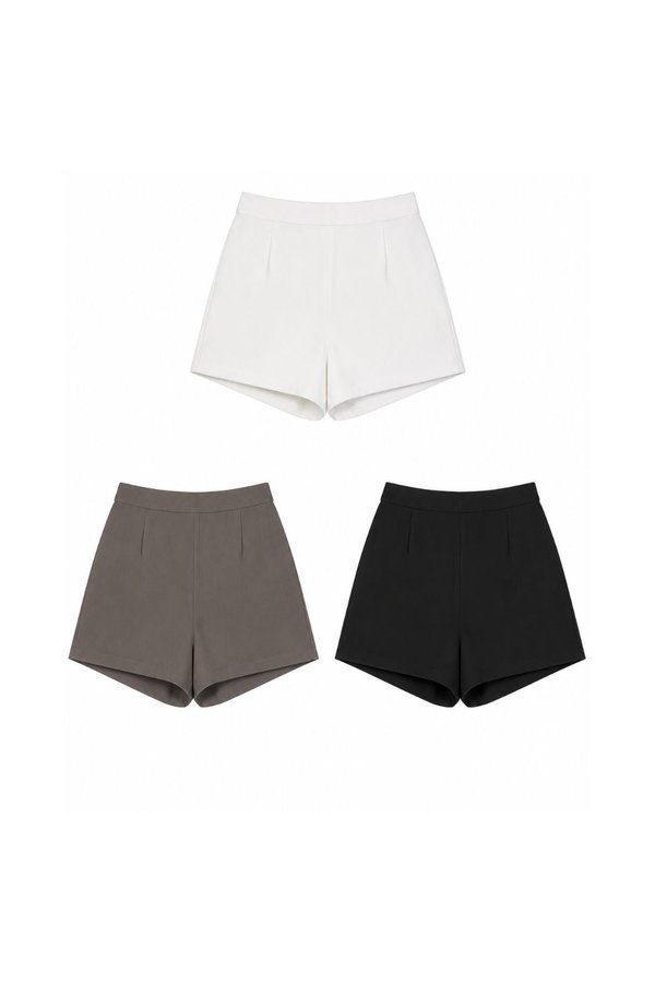 Darcy V2 Straight Waistband Shorts in White, Charcoal Grey & Black