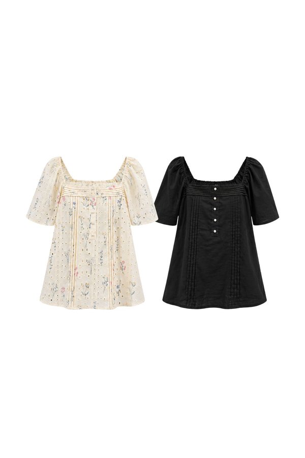 *PREORDER* Gigi Eyelet Pintuck Sleeve Top