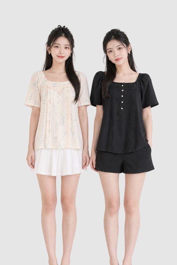 *PREORDER* Gigi Eyelet Pintuck Sleeve Top