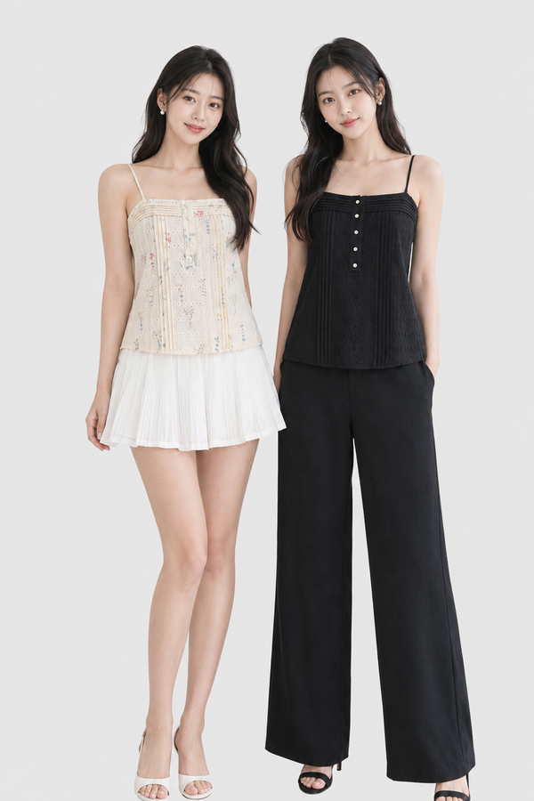 *PREORDER* Gigi Eyelet Pintuck Top