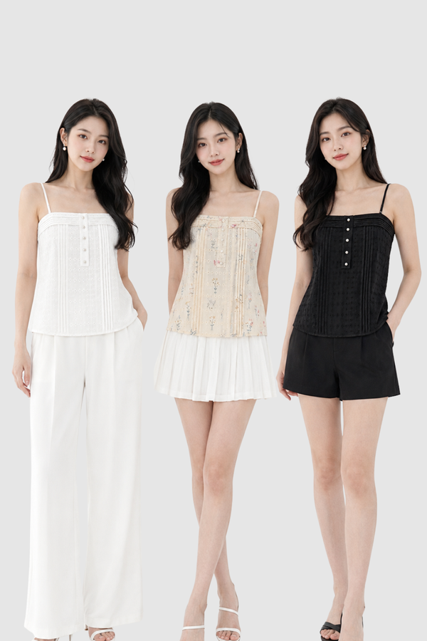*PREORDER* Gigi Eyelet Pintuck Top