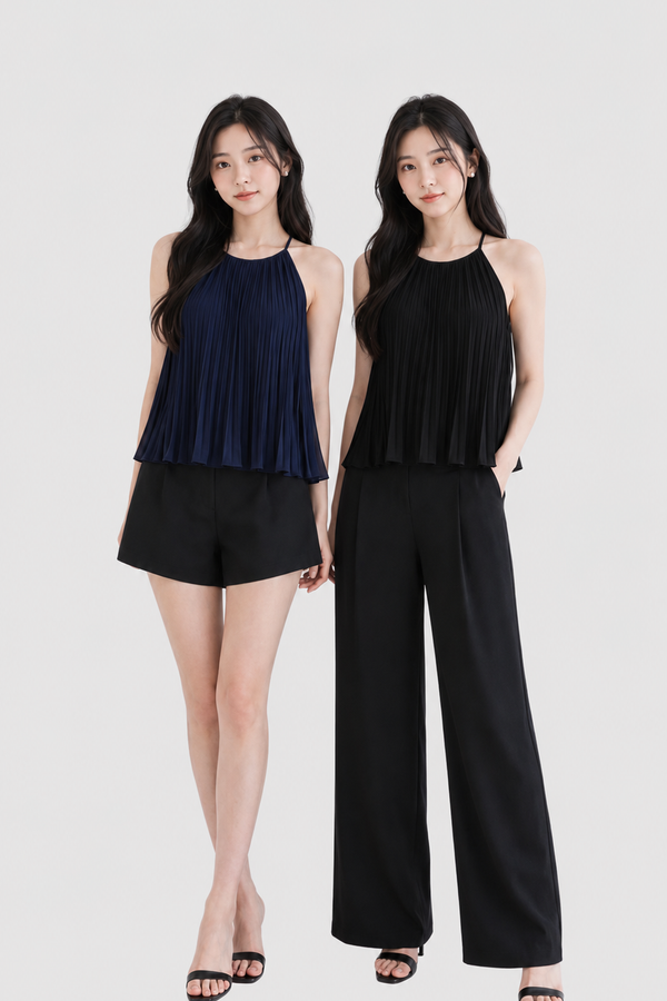 (PREMIUM ICE MESH) Hannah Halter Neck Mesh Top