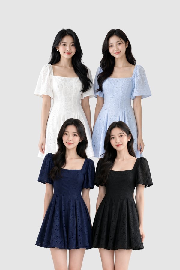 Isla Eyelet Cotton Mini Sleeve Dress