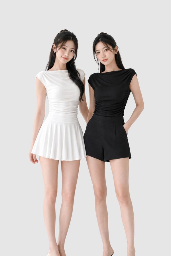 (BARE/TENCEL) Laura Multiway Off Shoulder Ruched Top