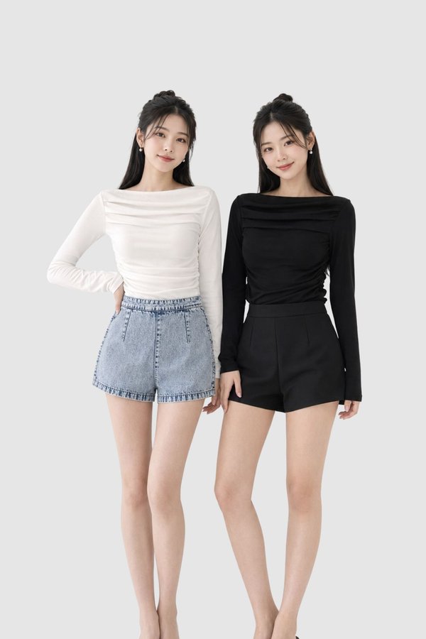 (BARE/TENCEL) Lio Ruched Long Sleeve Top