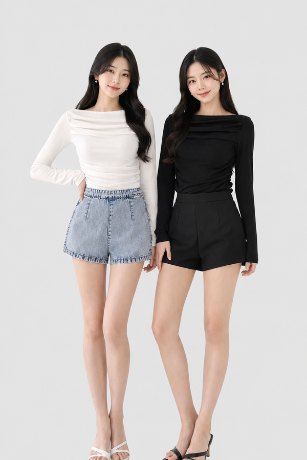 (BARE/TENCEL) Lio Ruched Long Sleeve Top