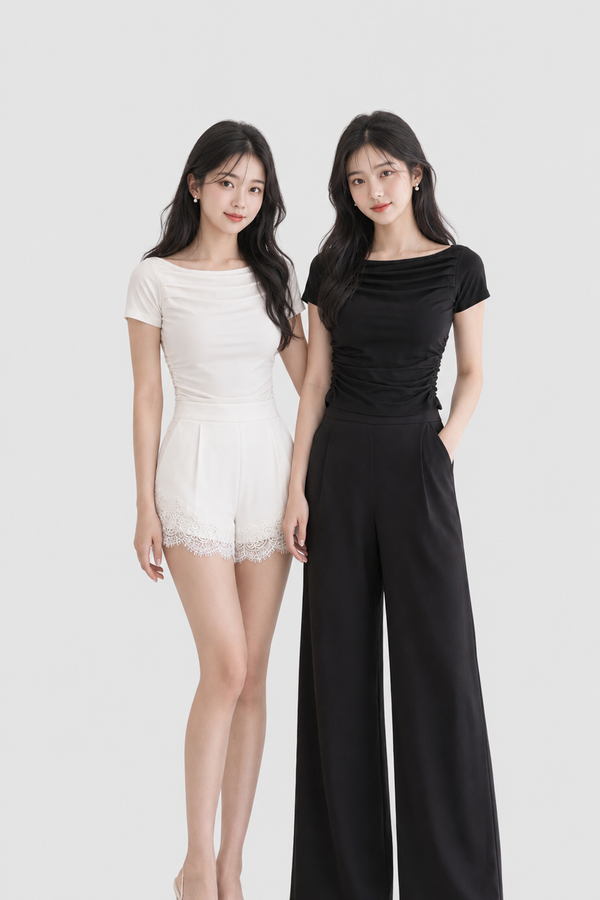 (BARE/TENCEL) Lio Ruched Sleeve Top