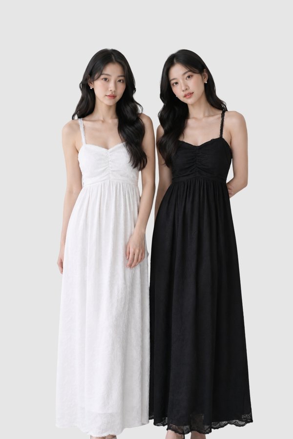 Lumi Babydoll Floral Lace Midaxi Dress