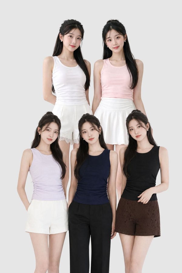 (BARE/TENCEL) Marisa Racer Side Ruched Top