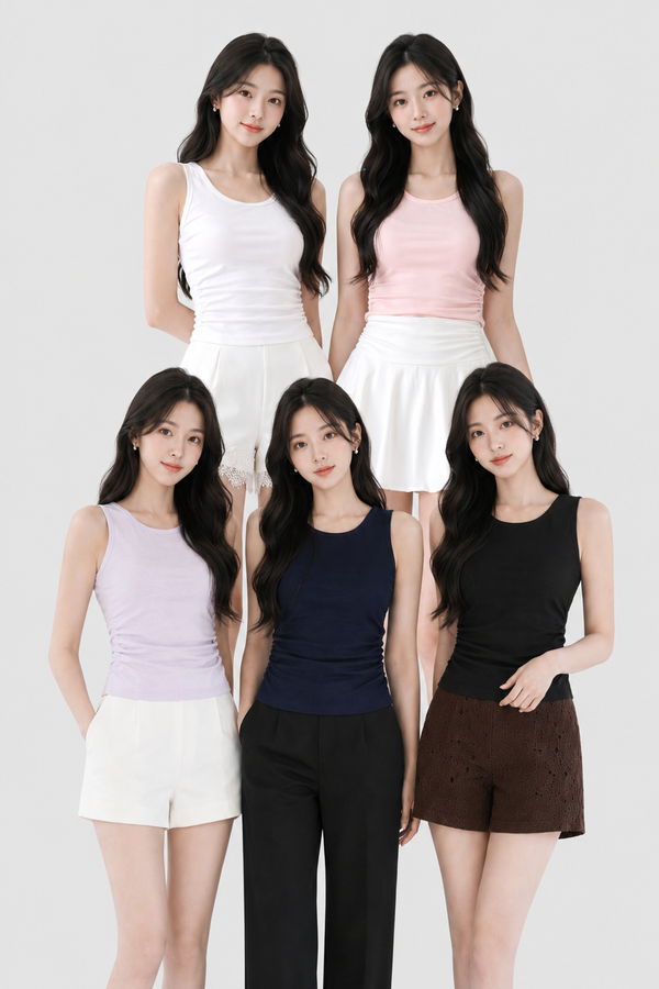 (BARE/TENCEL) Marisa Racer Side Ruched Top