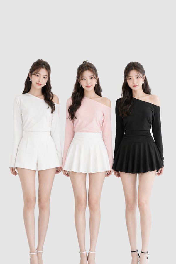 *PREORDER* (BARE/TENCEL) Mel Off Shoulder Long Sleeve Top