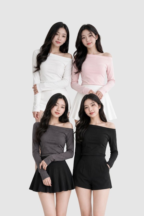 *PREORDER* (BARE/TENCEL) Mel Off Shoulder Long Sleeve Top