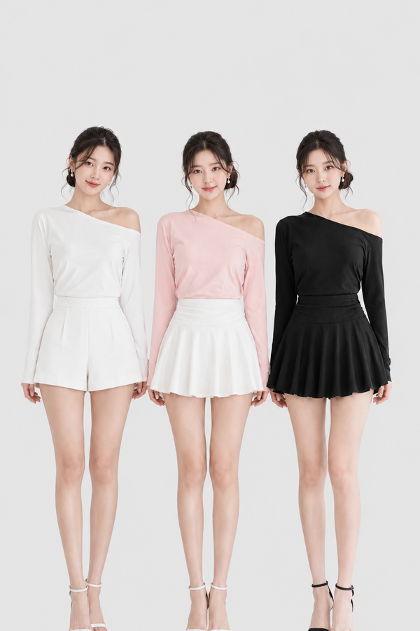*PREORDER* (BARE/TENCEL) Mel Off Shoulder Long Sleeve Top