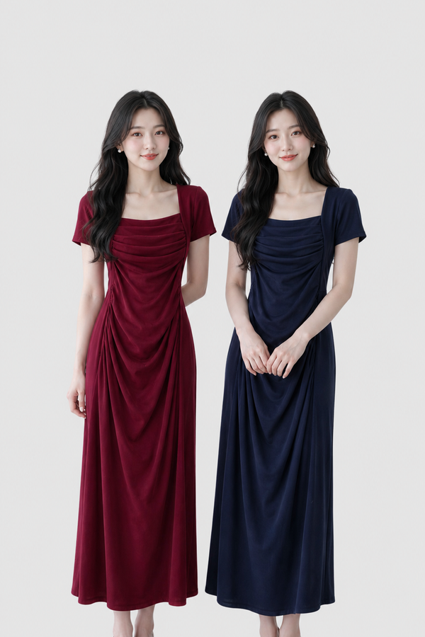 (PREMIUM/BARE) Mello V2 Ruched Midi Dress