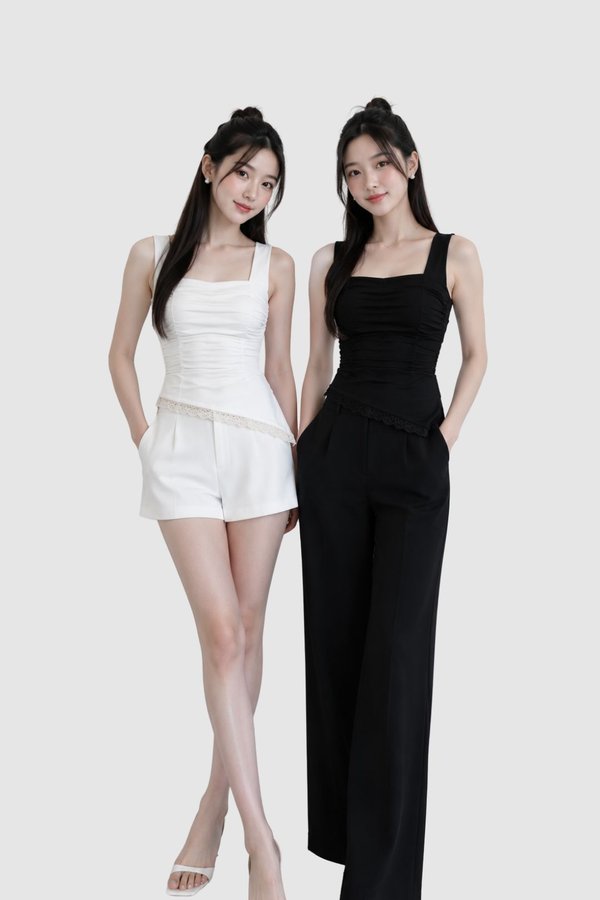 *PREORDER* (BARE/TENCEL) Mia Lace Slant Hem Top