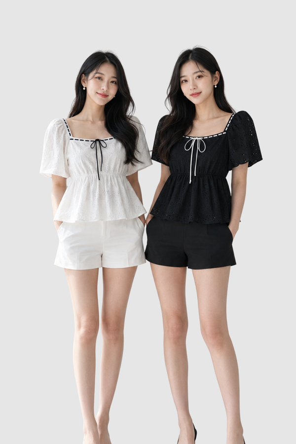 Milo Eyelet Cotton Sleeve Top