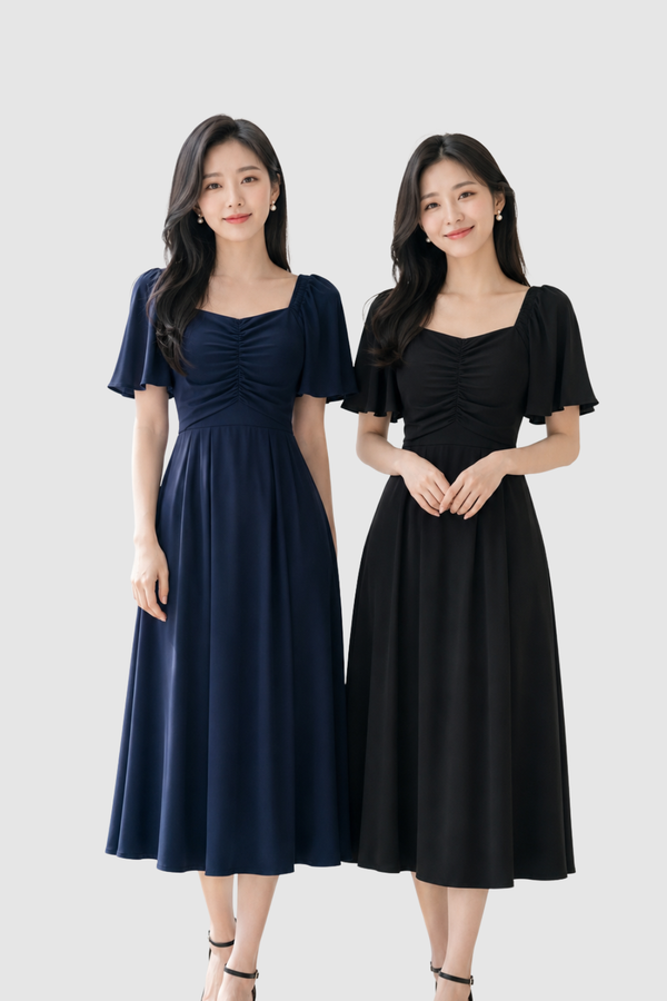 (BARE/TENCEL) Nicole Pleated Midaxi Dress