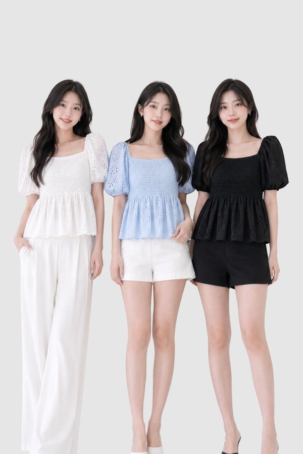 Nilo Eyelet Cotton Babydoll Sleeve Top