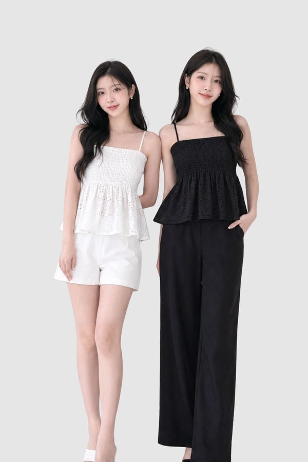 Nilo Eyelet Cotton Babydoll Top